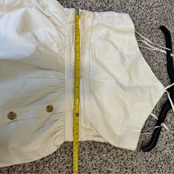 Banana Republic Dress Women 6 Ivory Midi Halter Button Front Ruched Yacht Beach - Picture 9 of 11